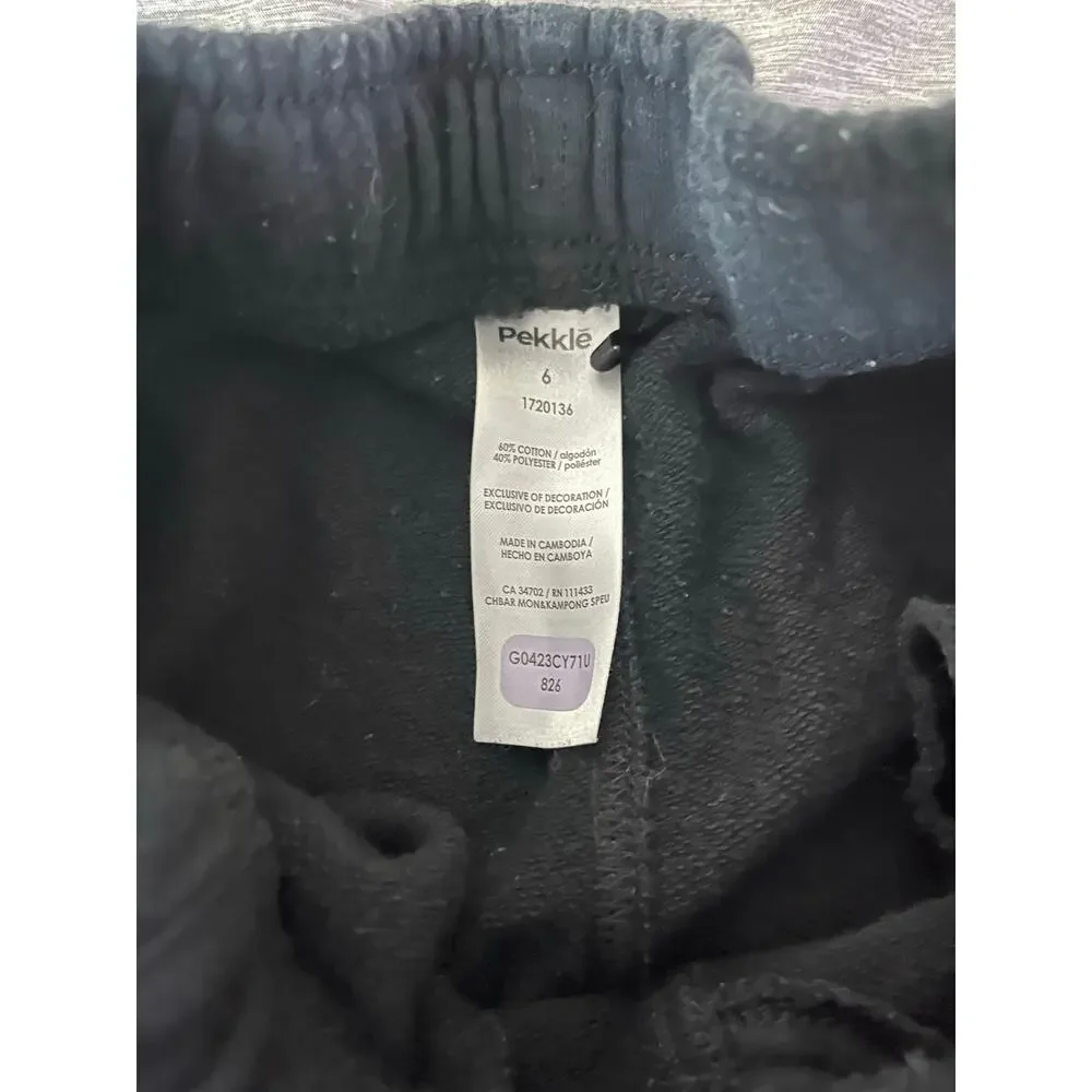 Pekkle Boys Black Pull-On Activewear Athletic Jogger Sweatpants Youth Size 6